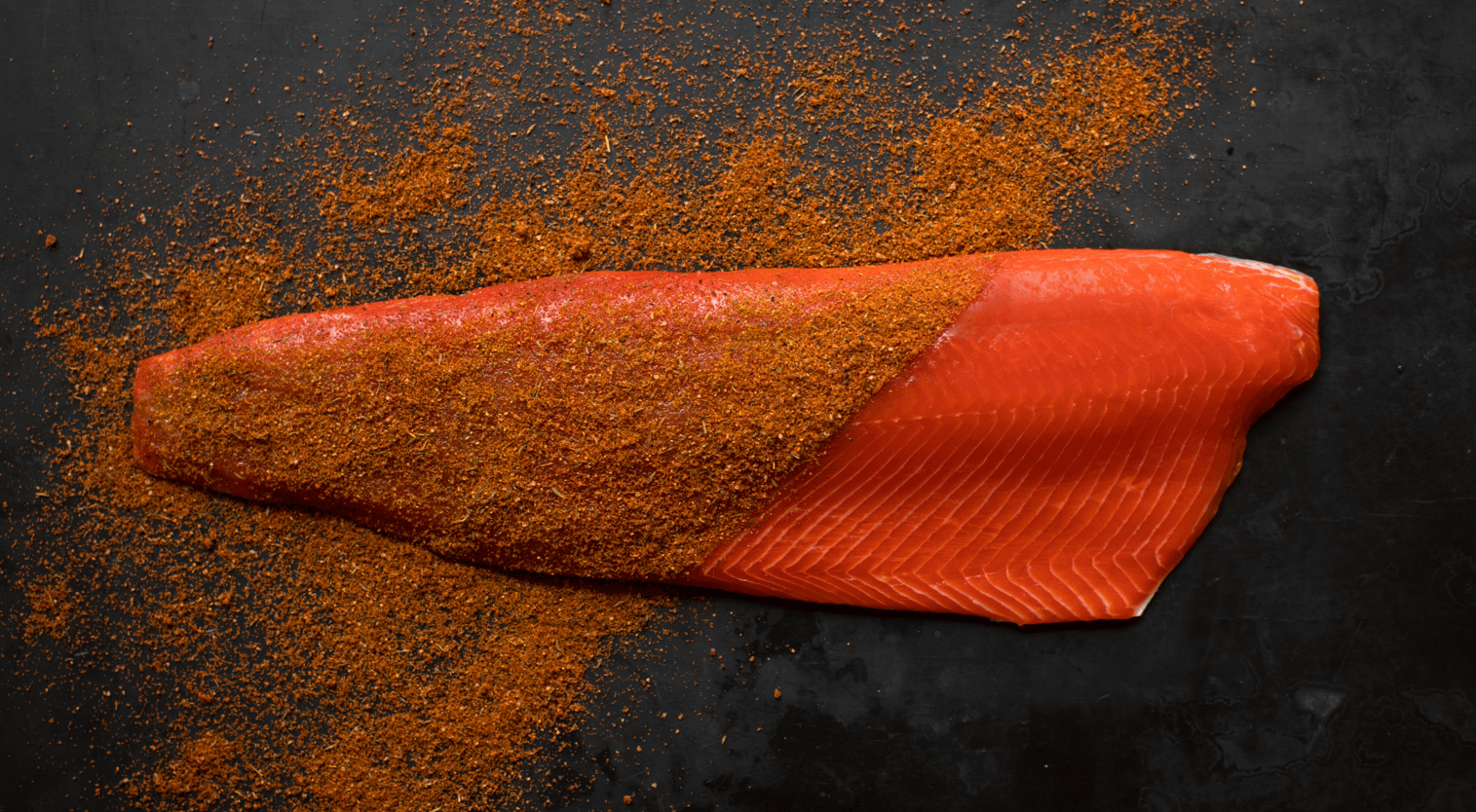 Sockeye salmon fillet sprinkled with spices
