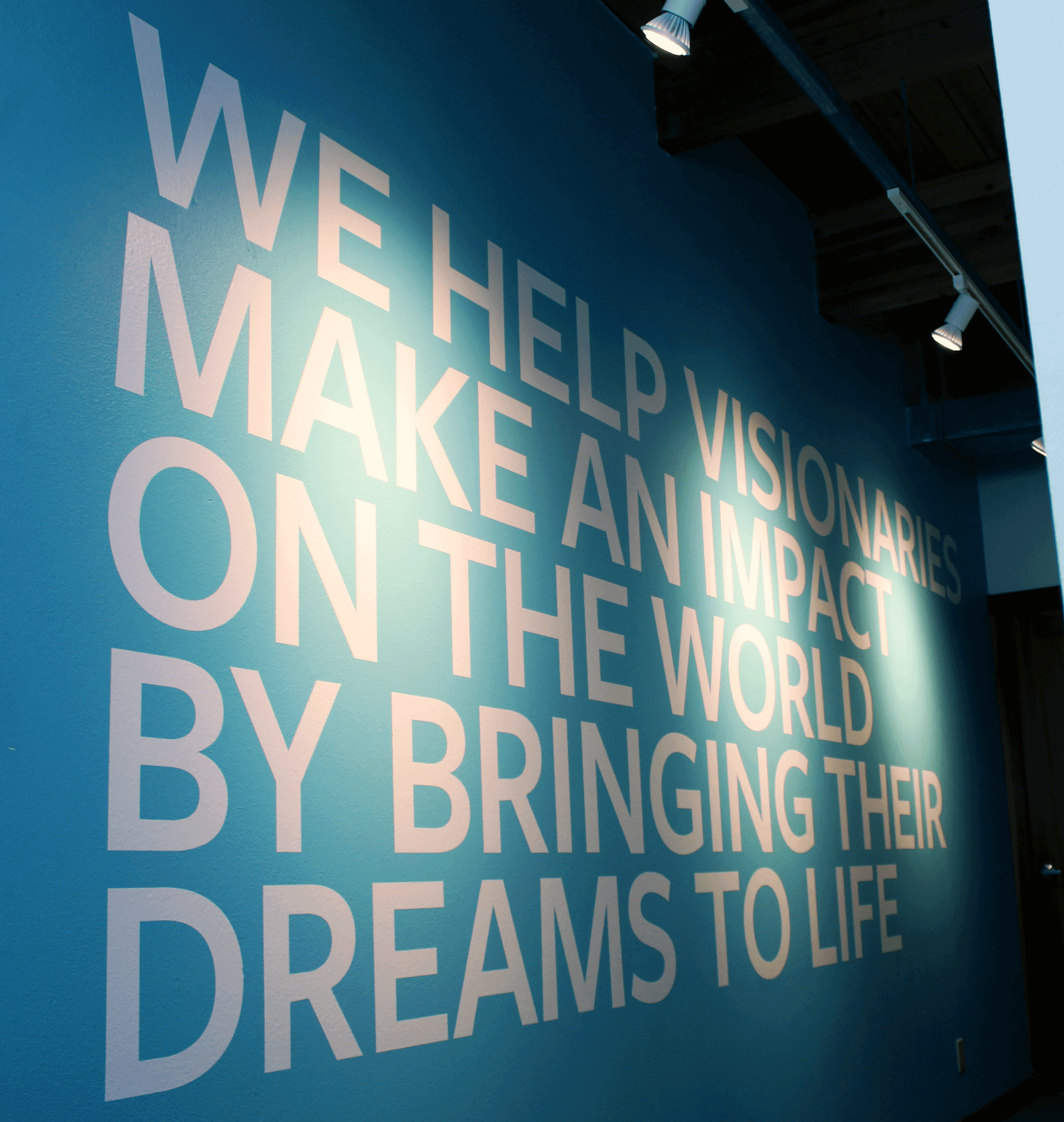 Office wall with mission statement